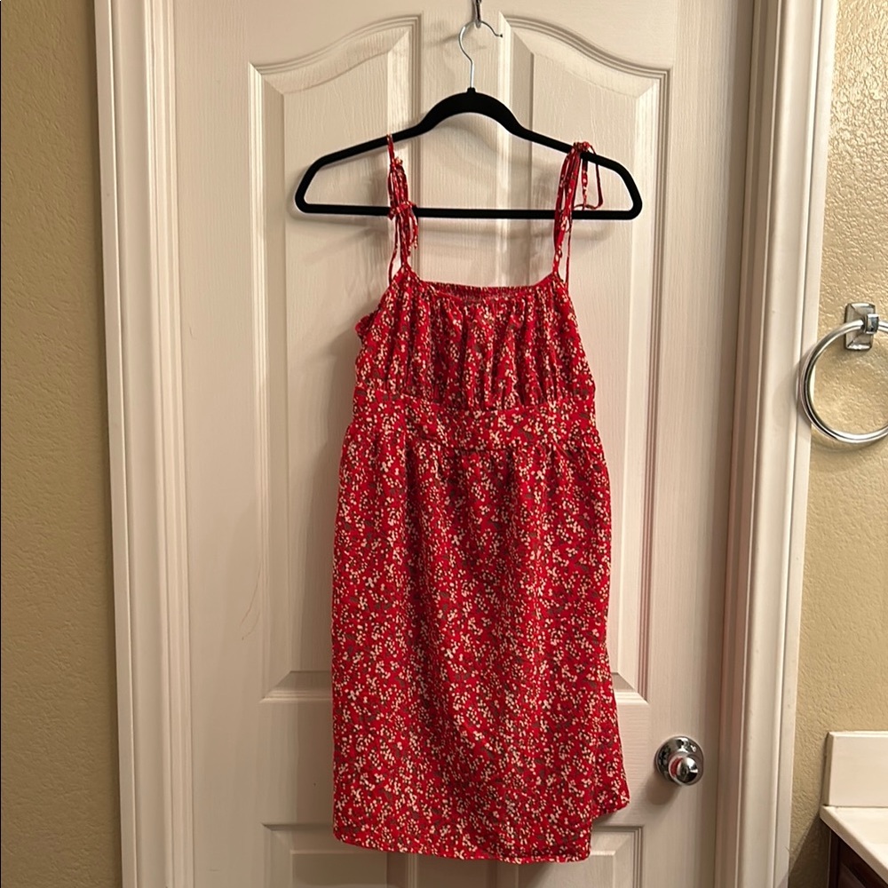 Red Floral Dress w Adjustable Straps #87